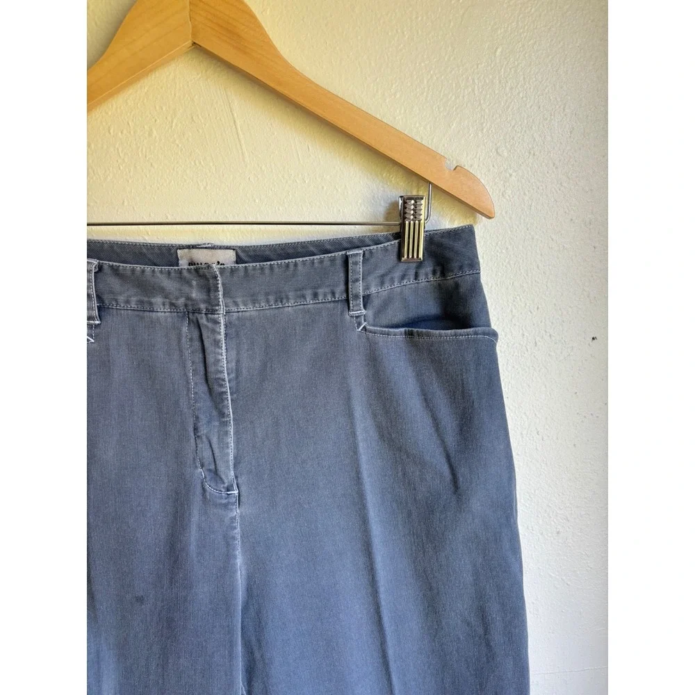 Chico's Women Gray Blue Ribbed Cotton Utility Shirt Jacket & Pant Set Size M